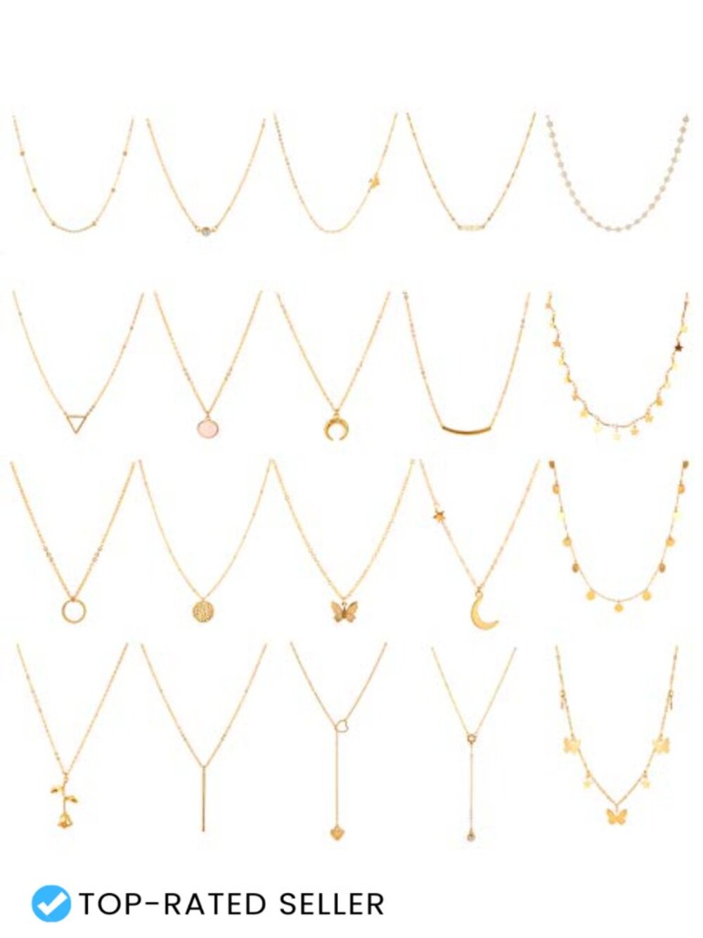 20PCS Dainty Gold Plated Necklace Set for Women Layered Choker Jewelry